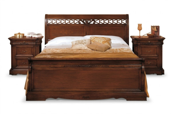 Bedside table solid wood cabinet furniture bed double furniture bedroom Italy 3-piece set