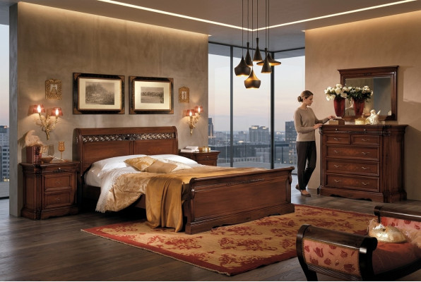 5-piece bedroom furniture set bed 2 nightstands dresser with mirror brown new