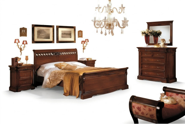 5-piece bedroom furniture set bed 2 nightstands dresser with mirror brown new