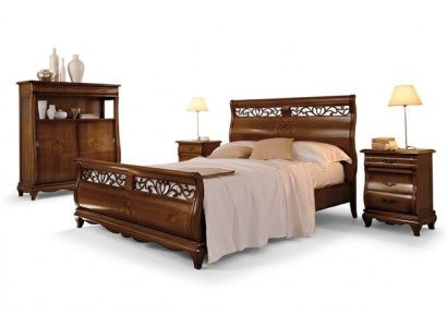 Bed wood double bed bedroom furniture bed solid wood brown Italian furniture