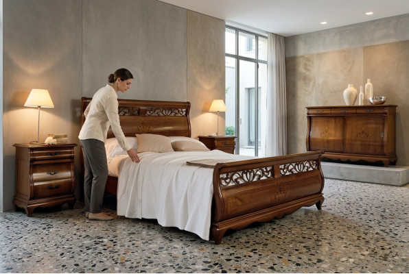 Double bed 2 nightstands solid wood bedroom furniture solid wood set new