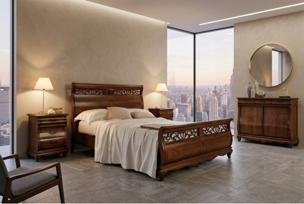 Double bed 2 nightstands solid wood bedroom furniture solid wood set new
