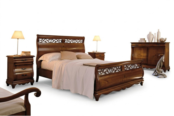 Double bed 2 nightstands solid wood bedroom furniture solid wood set new