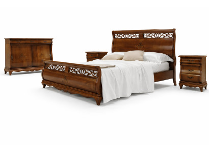 Bedroom furniture set 4-piece. Bed, 2 nightstands, dresser, solid wood design furniture.