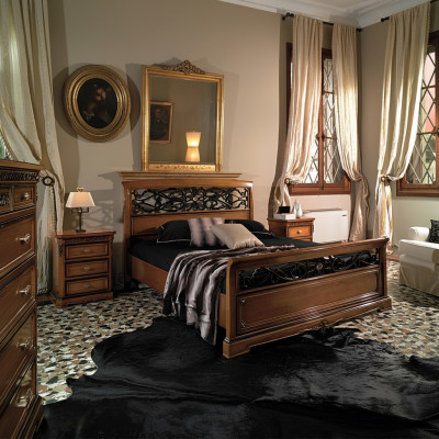 Bedroom set bed with 2 nightstands bed design furniture 3-piece set.