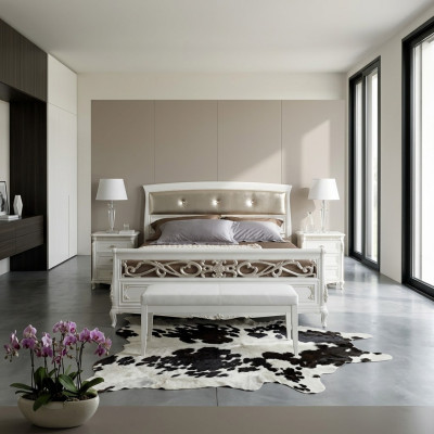 Design bedroom furniture double bed solid wood Vaccari cav giovanni furniture new