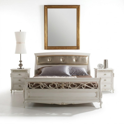 Design bedroom furniture double bed solid wood Vaccari cav giovanni furniture new