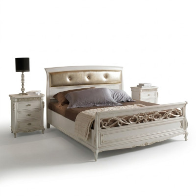 Bedroom furniture set, 3-piece complete bed with nightstands made in Italy, new