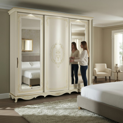 Wardrobe bedroom mirrors wardrobes closet white wood Italy