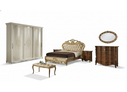 Bed double beds nightstand wardrobe dresser bedroom furniture 5-piece set.
