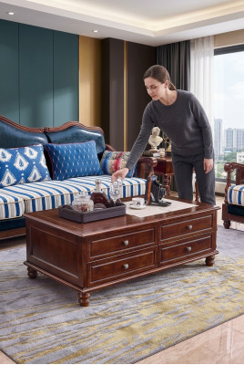 Classic coffee table living room wooden coffee tables with drawers