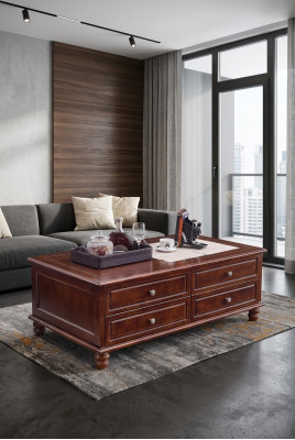 Classic coffee table living room wooden coffee tables with drawers