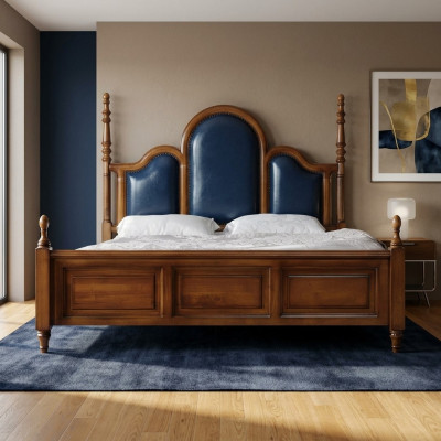 Double bed wood upholstery luxury bedroom beds double bed frame