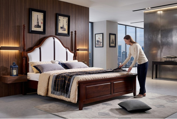 Bedroom beds double bed frames wood double bed upholstered bed