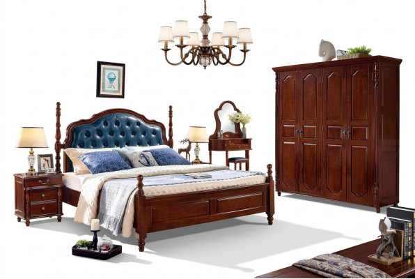 Bed 2x Nightstands 3-piece Bedroom Set Design Luxury Classic