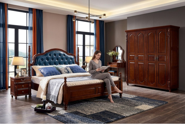 Double bed frame luxury bedroom bed double bed wood beds new