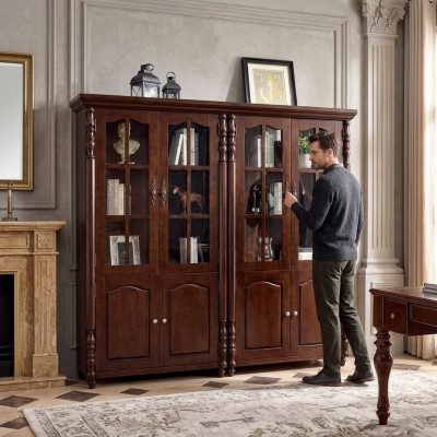 Bookshelf Display Cabinet Shelf Wood Cabinet Bookcase Furniture 2-piece
