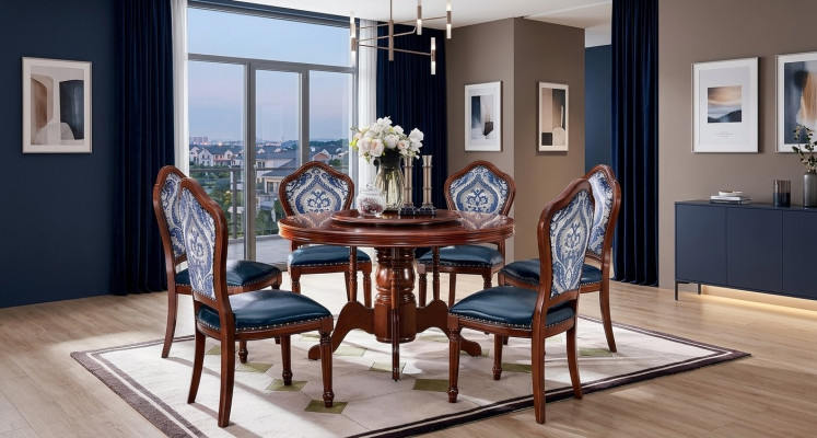 Dining table + 6x chairs dining room set dining group table furniture design 7-piece set