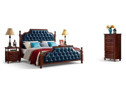 Chesterfield double bed luxury bedroom wood bed upholstered furniture