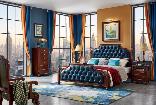 Bedroom Set Design Bed 2x Nightstands Classic Luxury 3-piece.