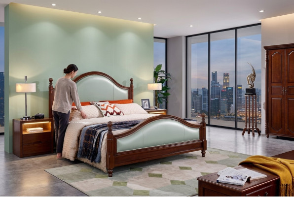 Bed double bed wooden bed furniture solid wood bedroom wood beds