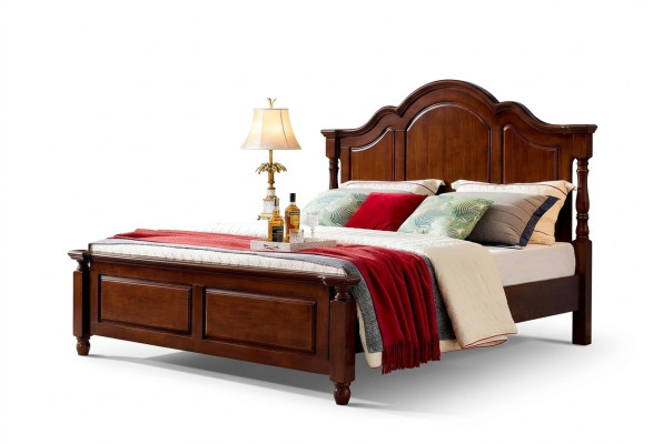 Classic double bed bedroom bed furniture wood beds solid brown