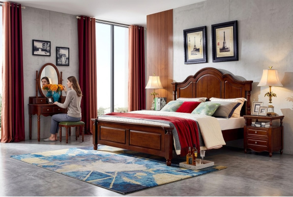Design beds luxury furniture 2x nightstands 3-piece bedroom set
