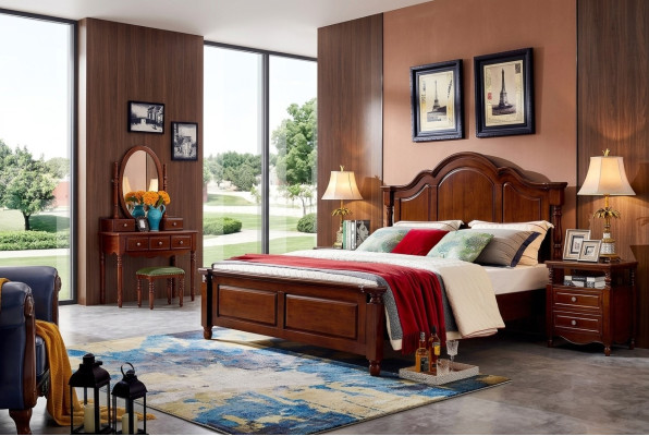 Design beds luxury furniture 2x nightstands 3-piece bedroom set