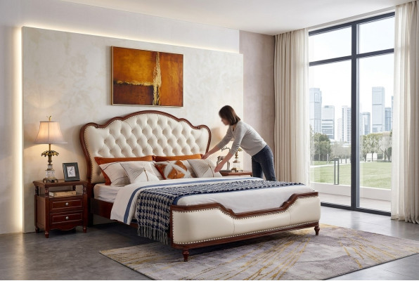 Bedroom bed 180x200, 2 bedside tables, 3-piece luxury bedroom set