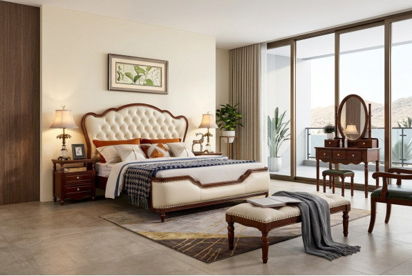 Bedroom bed 180x200, 2 bedside tables, 3-piece luxury bedroom set