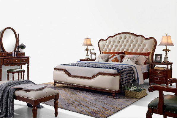 Double bed frame bed wood double bedroom white classic new