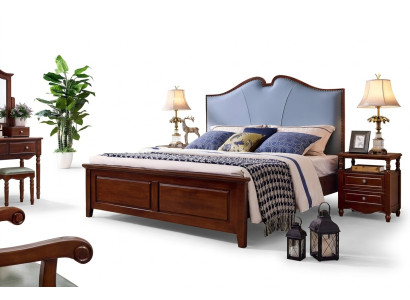 Bedroom bed nightstand beds double wood bed frame set, 3-piece.