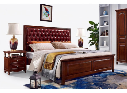 Double bed bedroom wood upholstered bed frame furniture design baroque