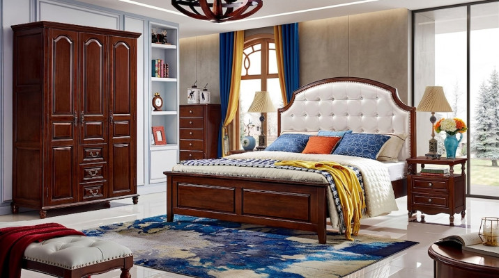 Bedroom set: bed, 2x nightstands, wardrobe, classic 4-piece.