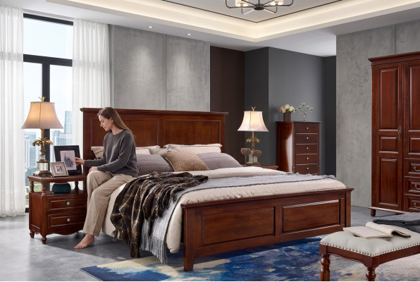 Bed bedroom set design beds 2x bedside tables 3-piece bed frame
