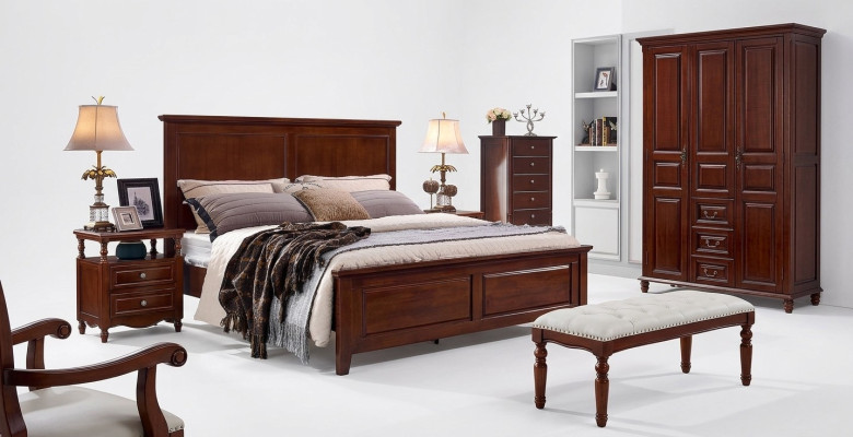 Bed bedroom set design beds 2x bedside tables 3-piece bed frame