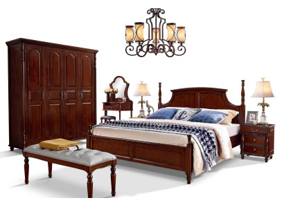 Designer Bedroom Furniture 5-Piece Set Bed Nightstands Wardrobe
