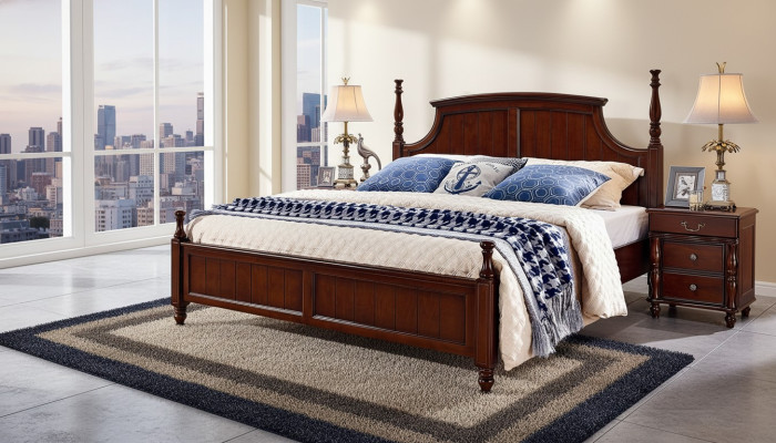 Beds Solid Double Bed Bed Furniture Wood Design Bedroom Classic
