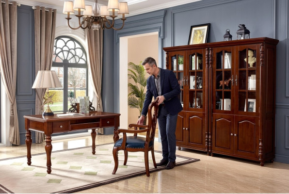 Office set desk study room 4-piece. Chair 2x bookshelf office furniture