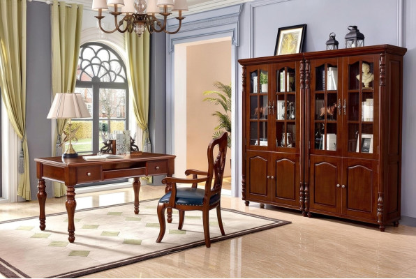 Office set desk study room 4-piece. Chair 2x bookshelf office furniture