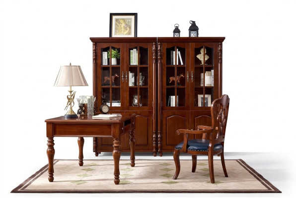 Office set desk study room 4-piece. Chair 2x bookshelf office furniture