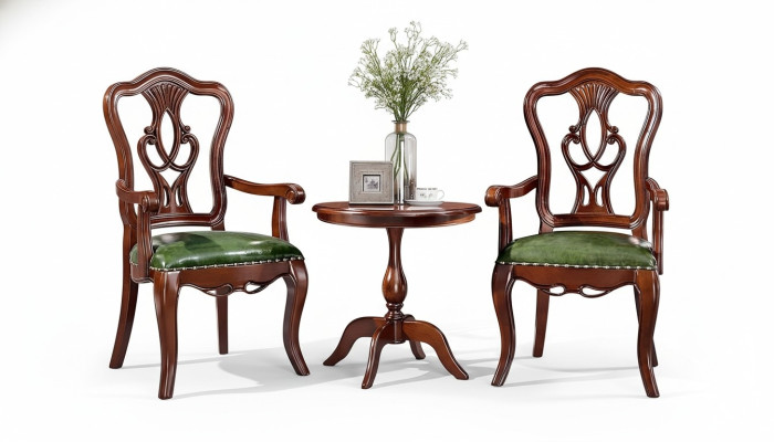 Designer chair with armrests for living room, set of 2 chairs, wood group ensemble.