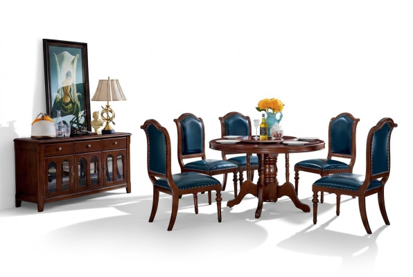 Complete set dining table 6 chairs sideboard dining room set dining group wood table new