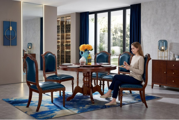 Complete set dining table 6 chairs dining room set dining group wood 7-piece