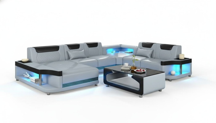 U-shaped sectional sofa + coffee table, modern upholstered living room furniture, corner sofa design sofa