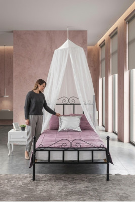Canopy bed metal bed bedroom set nightstand white furniture bedroom 2-piece set