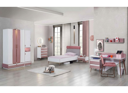 Complete youth room children's room set table bed wardrobe chest of drawers 5-piece set