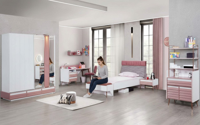 Youth room children's room complete set youth bed desk wardrobe furniture