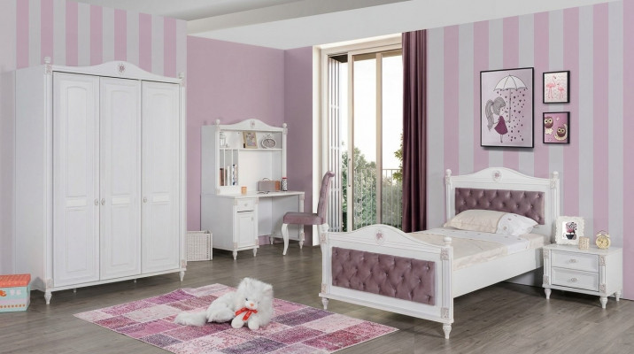 Youth room bed nightstand wardrobe desk bedroom 4-piece set