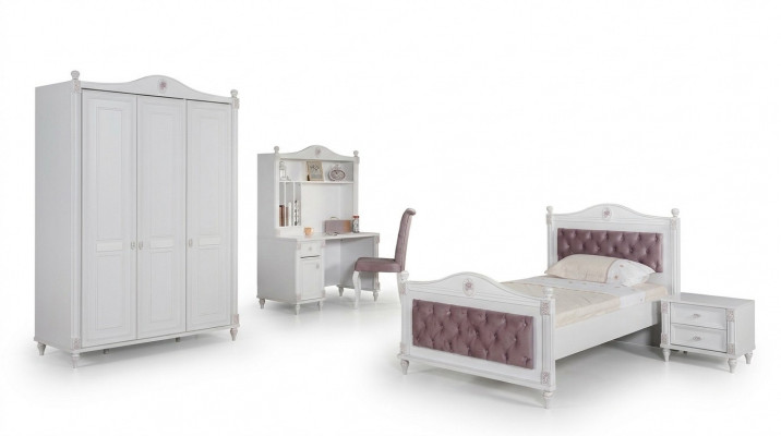 Youth room bed nightstand wardrobe desk bedroom 4-piece set